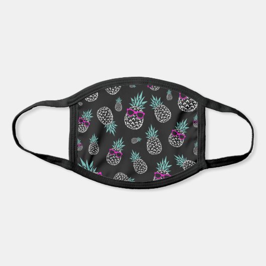 Cool Black White Pink Blue Pineapple Cloth Face Mask (Front)