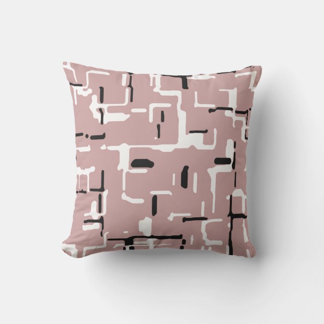 Cool Black White Pink Pattern Outdoor Pillow (Front)