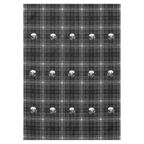 Cool Black  white plaid Skull  tablecloth