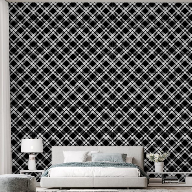 Cool Black white plaid tiled pattern  Wallpaper (Bedroom)