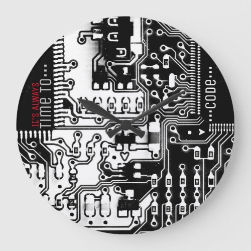 Cool black  white printed circuit electronic PCB Large Clock