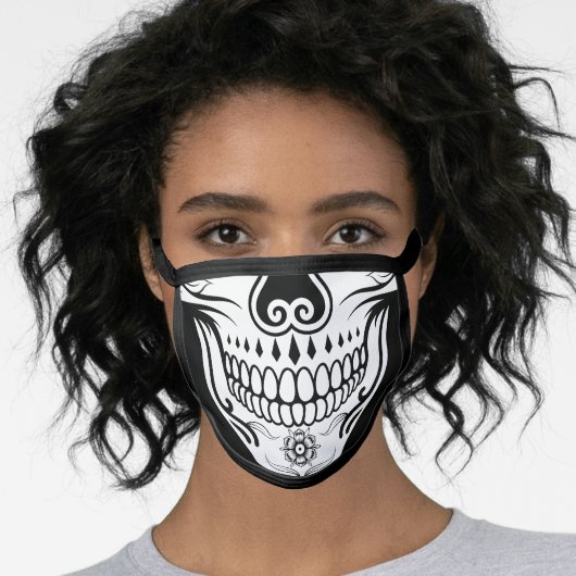 Cool Black & White Skull Face Mask (Worn Her)