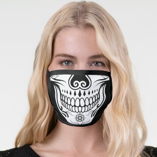 Cool Black & White Skull Face Mask (Worn Her)