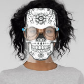 Cool Black & White Sugar Skull Face Shield (Insitu)