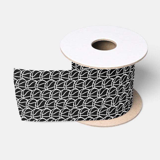 Cool black white tiled Basketball sports Satin Ribbon (Spool)