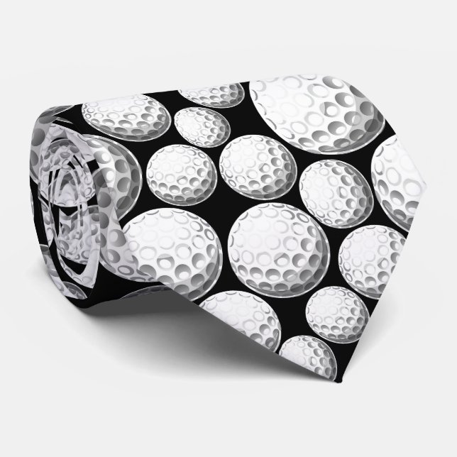 cool black white tiled golf lovers sports neck tie (Rolled)