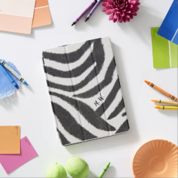 Cool Black &amp; White Zebra Design Initial Monograms iPad Air Cover