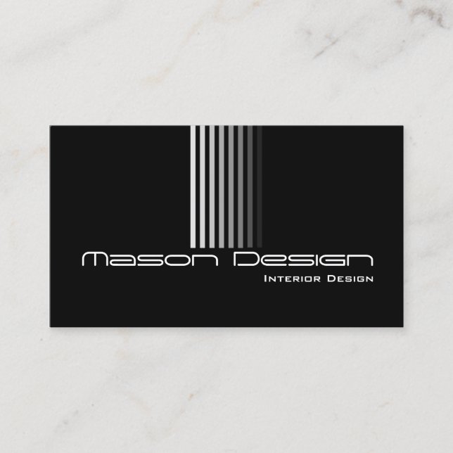 Cool Black with Grey Stripes - Business Card (Front)