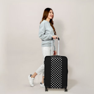 Cool Black With Stylish White Hearts Pattern Luggage