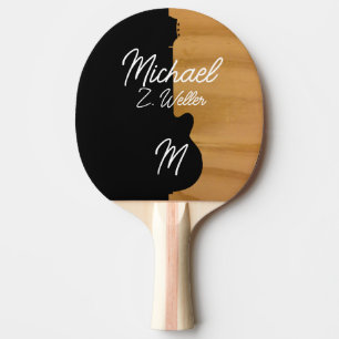 Cool Black/Wood Ping-Pong Paddle for a Guitarist