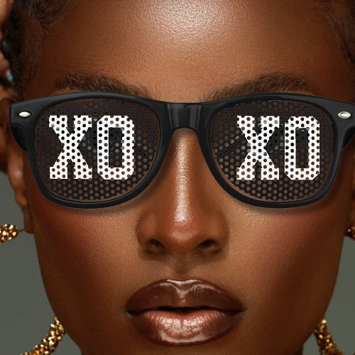 Cool Black XOXO Hugs and Kisses Retro Sunglasses