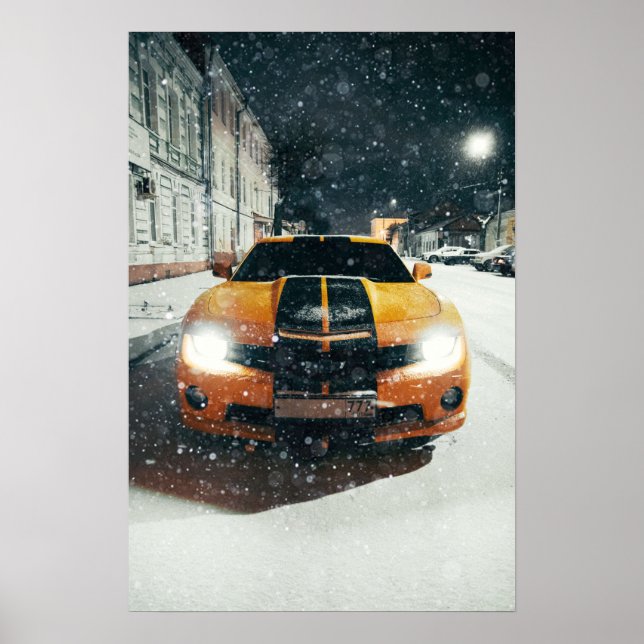 Cool Black Yellow Sports Car Poster (Front)