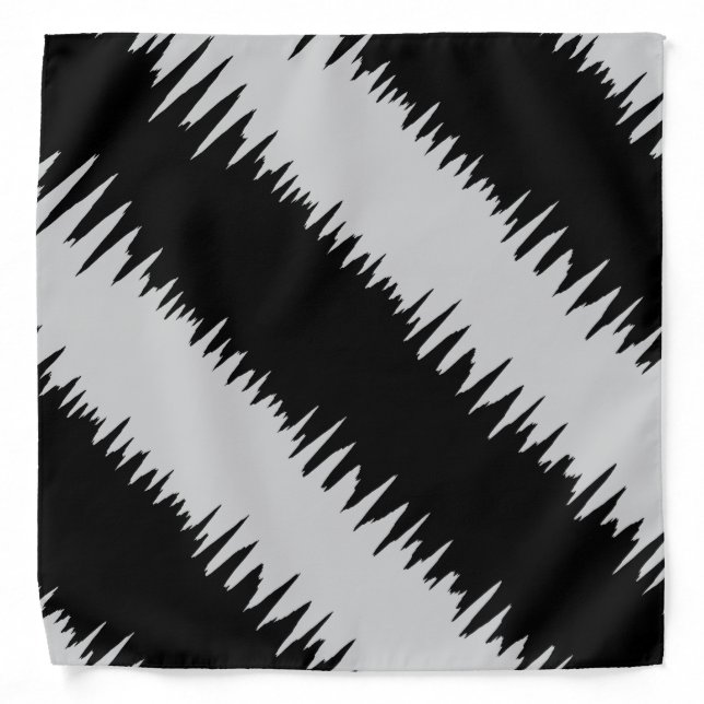 Cool Black Zigzag Striped Pattern Bandana (Front)