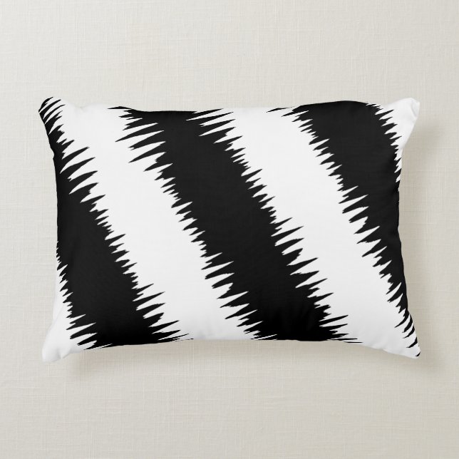 Cool Black Zigzag Striped Pattern Decorative Pillow (Front)