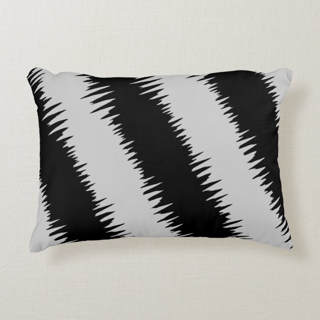 Cool Black Zigzag Striped Pattern Decorative Pillow (Front)