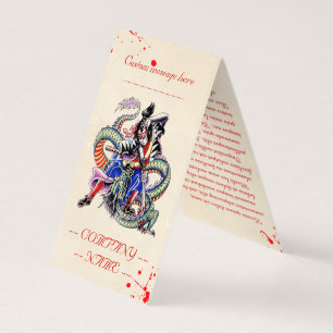 Cool blood japanese dragon samurai fight tattoo business card