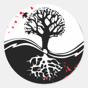 Cool blood splatter Yin Yang Tree tattoo art Classic Round Sticker