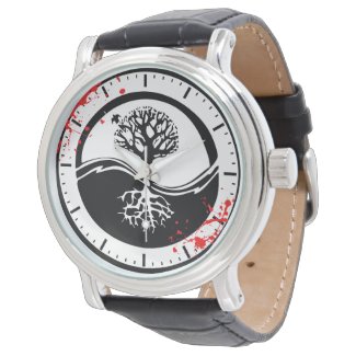 Cool blood splatter Yin Yang Tree tattoo art Wrist Watch