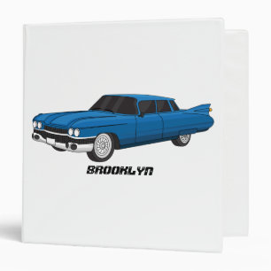 Cool blue 1959 classic car 3 ring binder