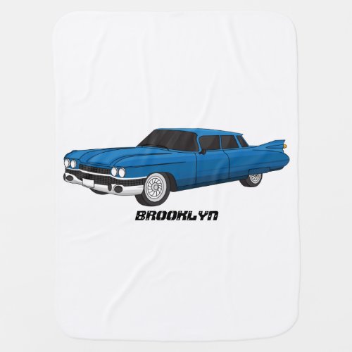 Cool blue 1959 classic car  baby blanket