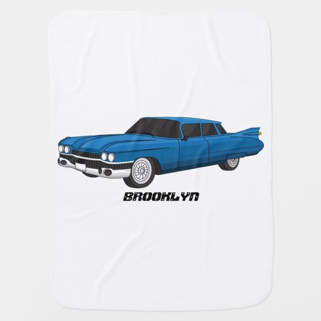 Cool blue 1959 classic car  baby blanket (Front)