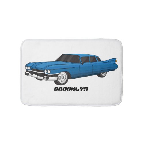 Cool blue 1959 classic car  bath mat