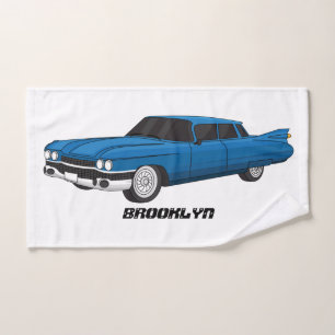 Cool blue 1959 classic car bath towel set