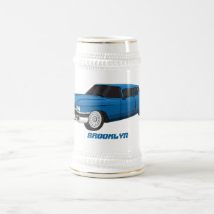 Cool blue 1959 classic car beer stein