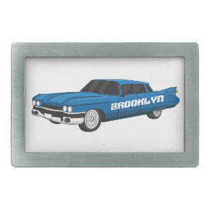 Cool blue 1959 classic car belt buckle