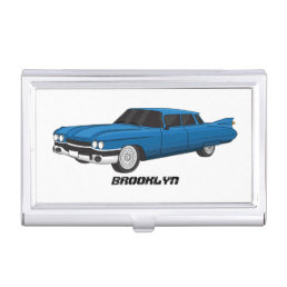 Cool blue 1959 classic car  business card case