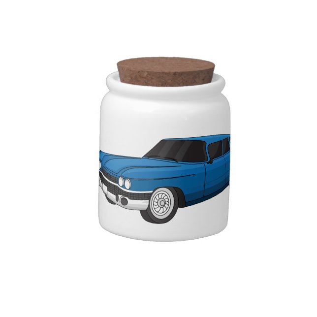 Cool blue 1959 classic car candy jar (Left)