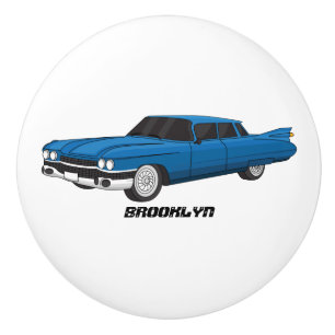 Cool blue 1959 classic car ceramic knob