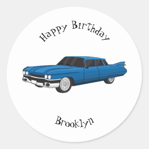 Cool blue 1959 classic car classic round sticker