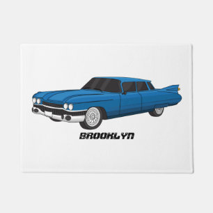 Cool blue 1959 classic car doormat