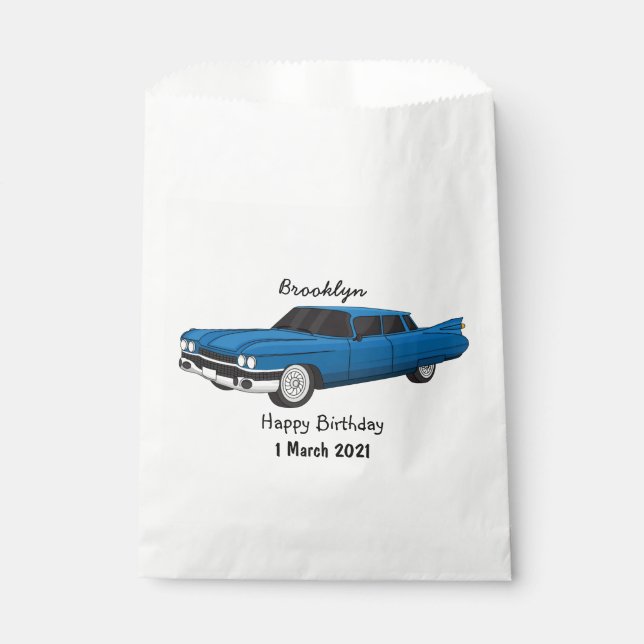 Cool blue 1959 classic car favor bag (Front)