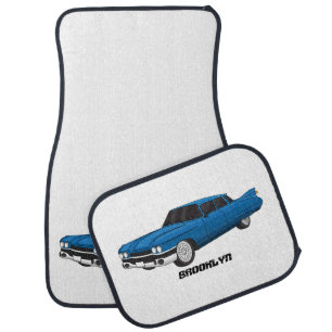 Cool blue 1959 classic car floor mat