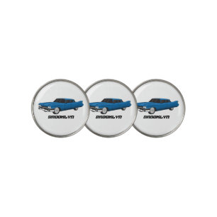 Cool blue 1959 classic car  golf ball marker