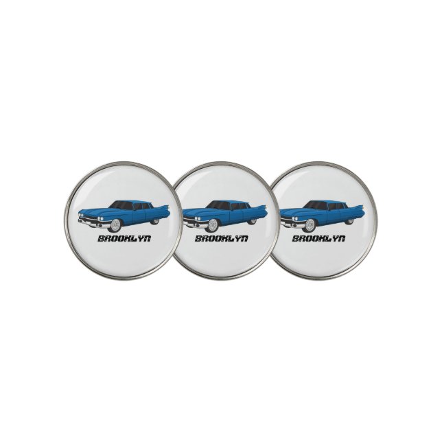 Cool blue 1959 classic car  golf ball marker (3 Up)
