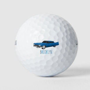 Cool blue 1959 classic car golf balls
