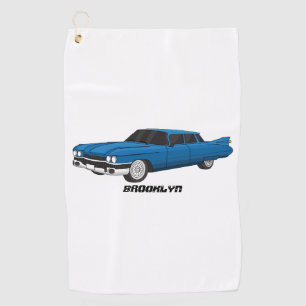 Cool blue 1959 classic car golf towel