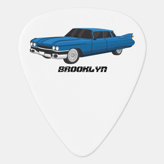 Cool blue 1959 classic car guitar pick (Front)