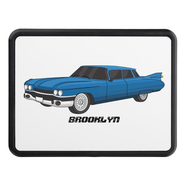 Cool blue 1959 classic car hitch cover (Front)