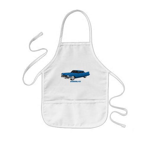 Cool blue 1959 classic car kids apron