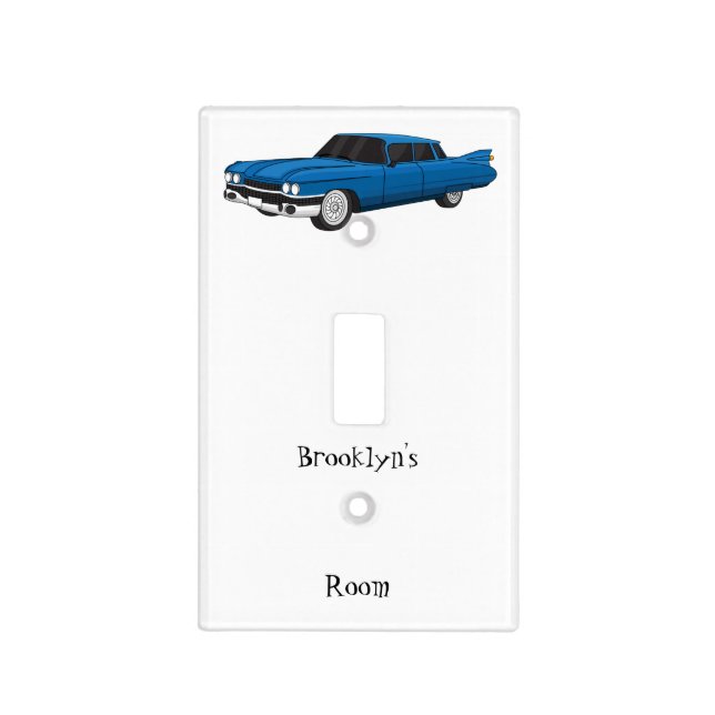 Cool blue 1959 classic car light switch cover (Front)
