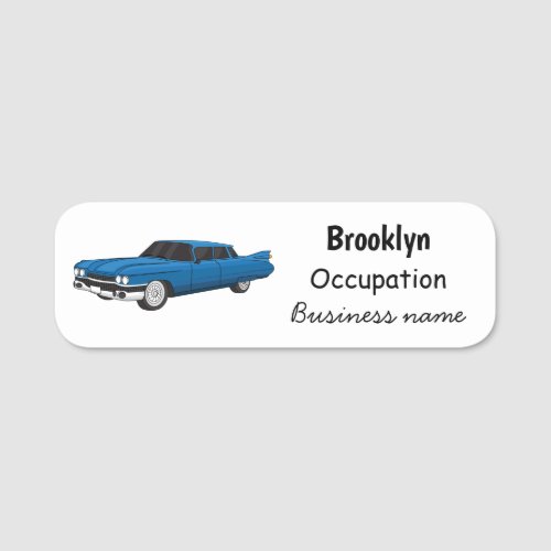 Cool blue 1959 classic car name tag