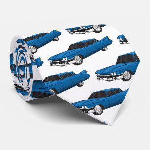 Cool blue 1959 classic car neck tie