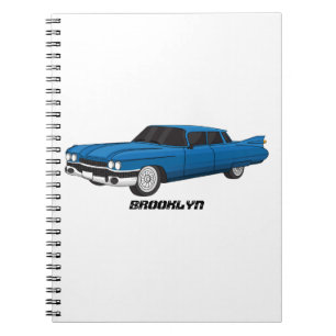 Cool blue 1959 classic car notebook