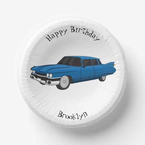 Cool blue 1959 classic car  paper bowls
