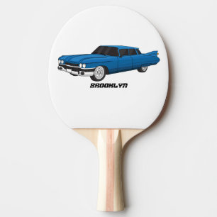 Cool blue 1959 classic car ping pong paddle