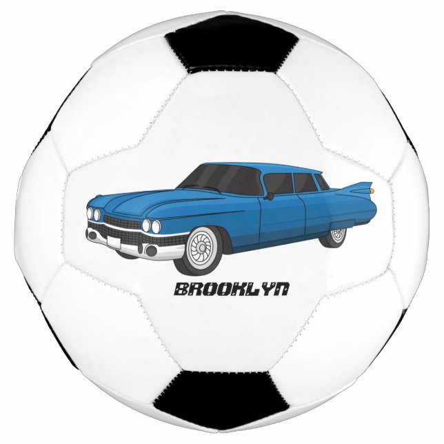 Cool blue 1959 classic car  soccer ball (Front)